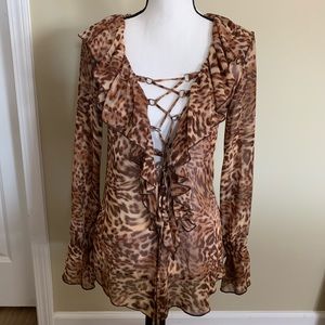 Leopard print Arden B blouse, size XS.